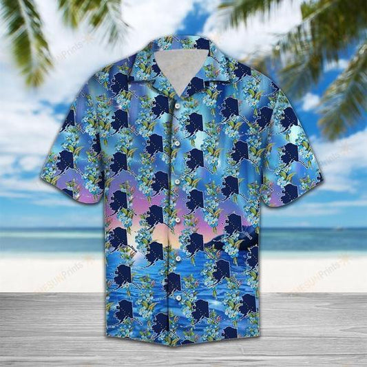 Alaska Aurora Alpine Forget Me Not Flower Hawaiian Shirt | For Men & Women | Adult | HW8597