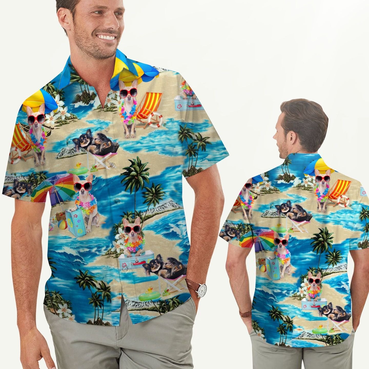 Funny Chihuahua Matching Men Hawaiian Shirt, Summer Shirt, Beach Shirts For Dog Lovers