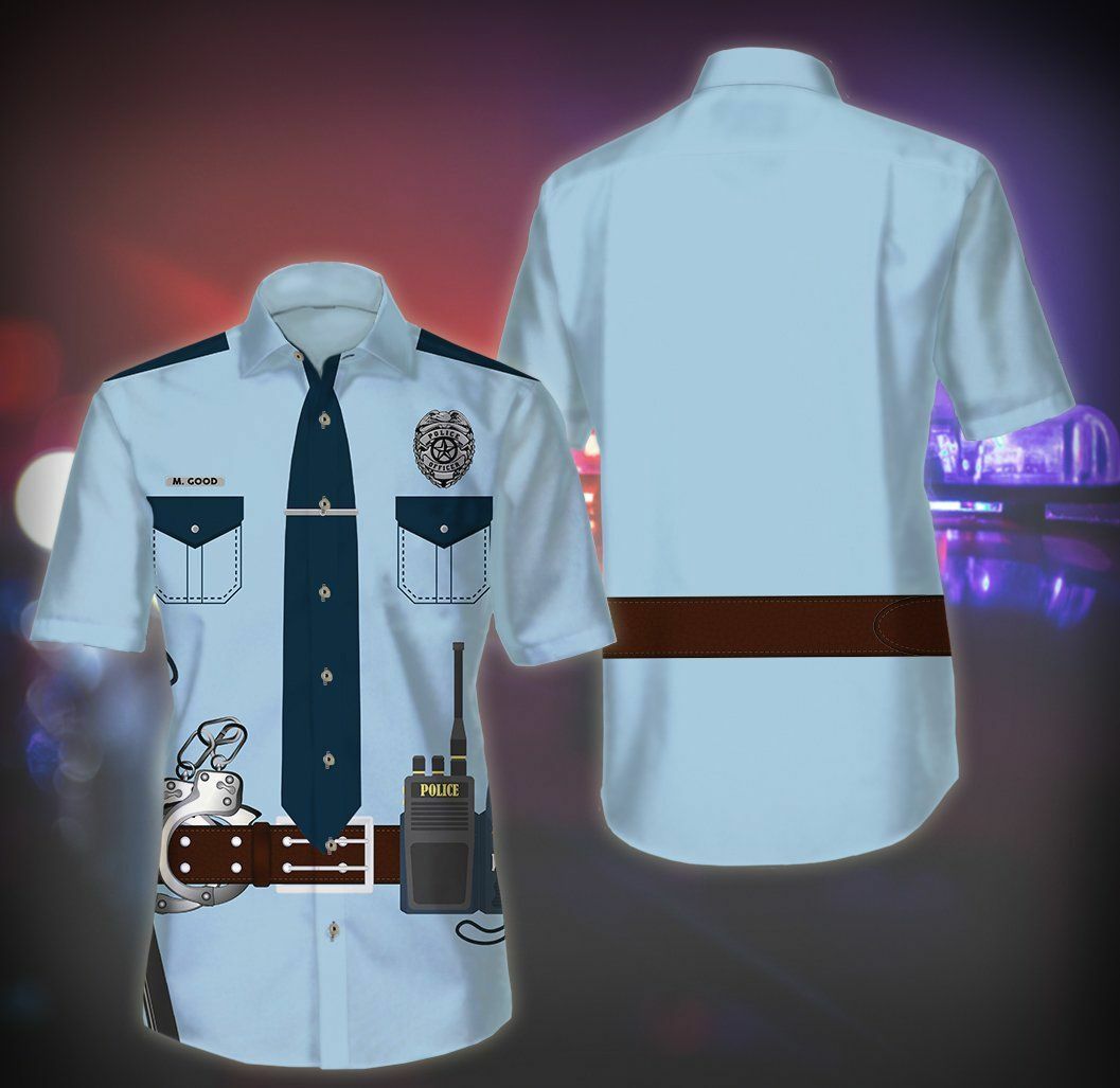 Police Officer Hawaiian Shirt Button Up Shirt