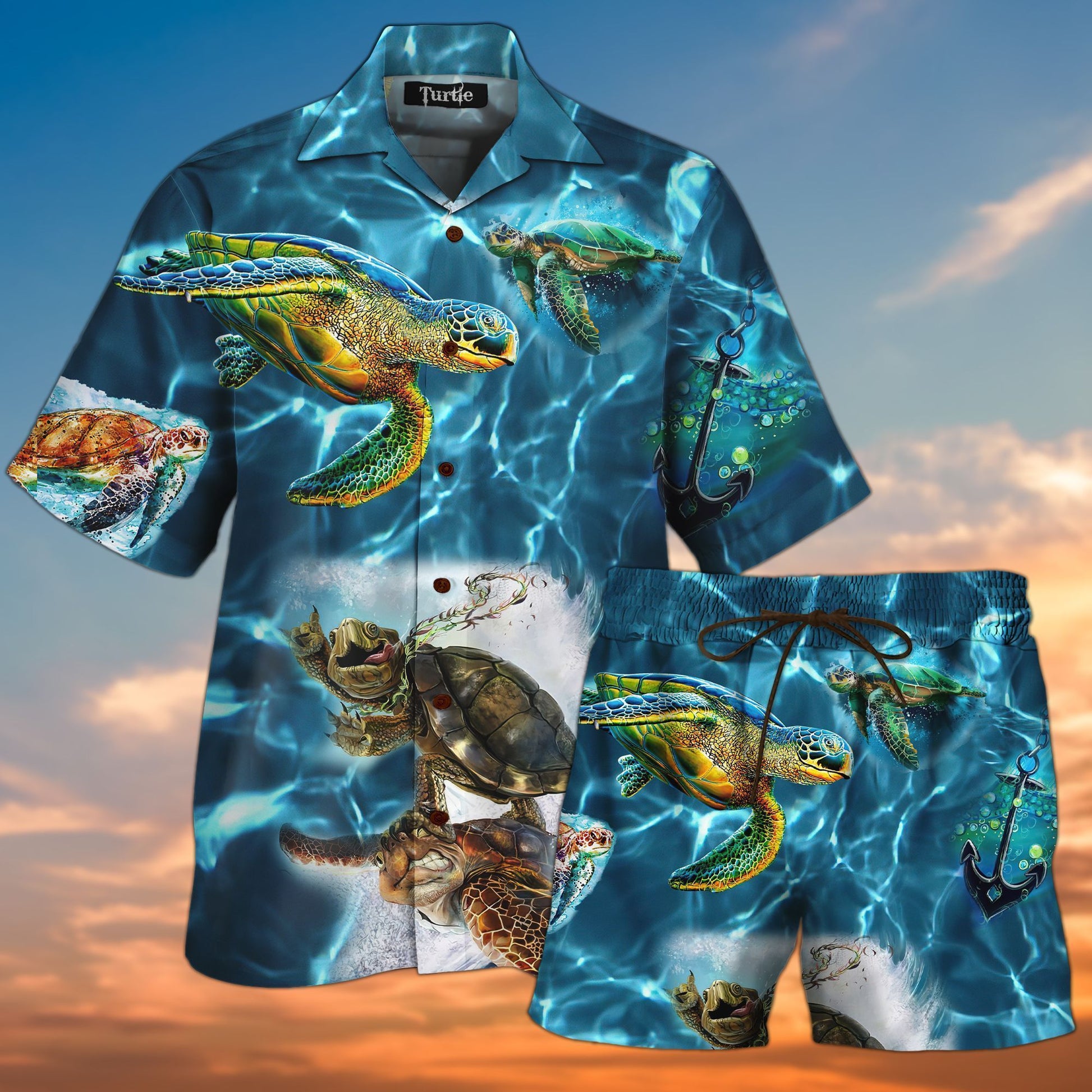 Sea Turtle Hawaiian Shirt Set | Unisex | HS1043