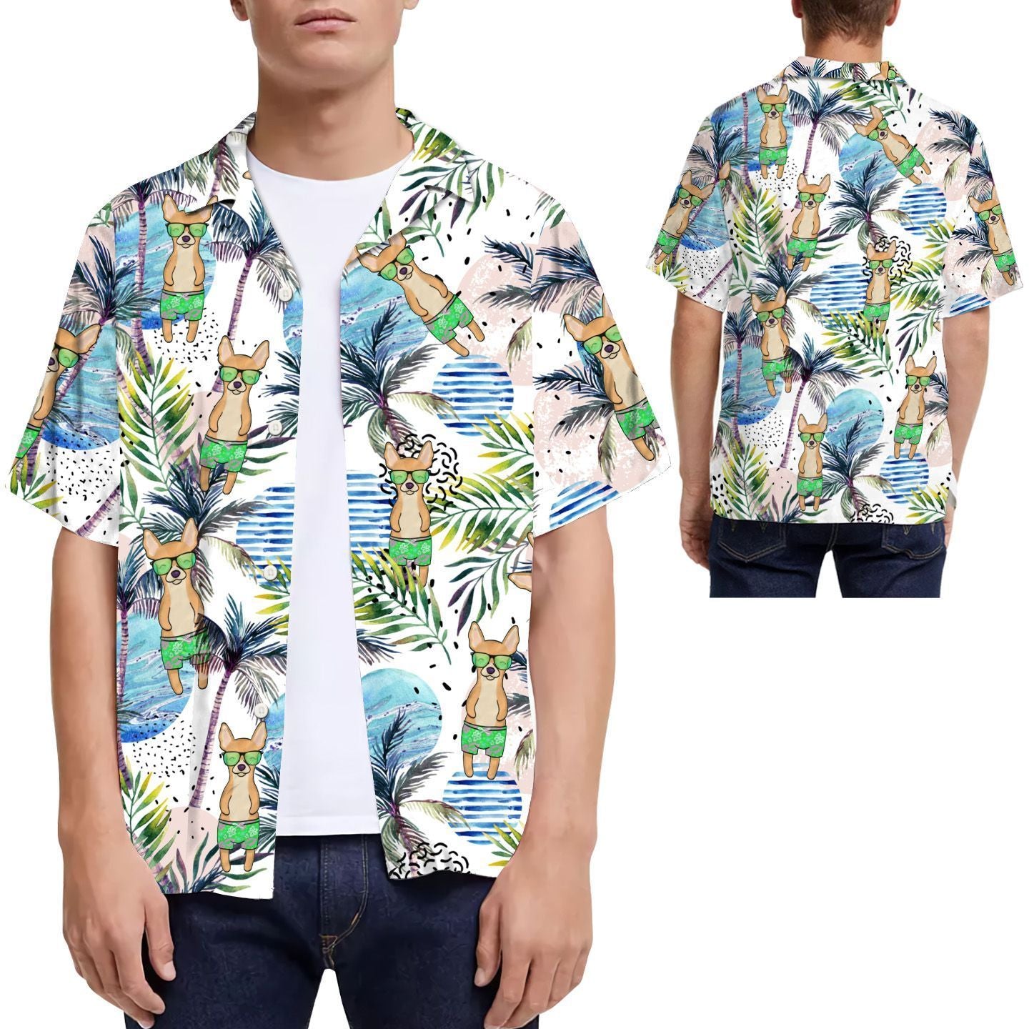 Chihuahua And Beach Men Hawaiian Shirt, Summer Shirt, Beach Shirts For Dog Lovers In Daily Life