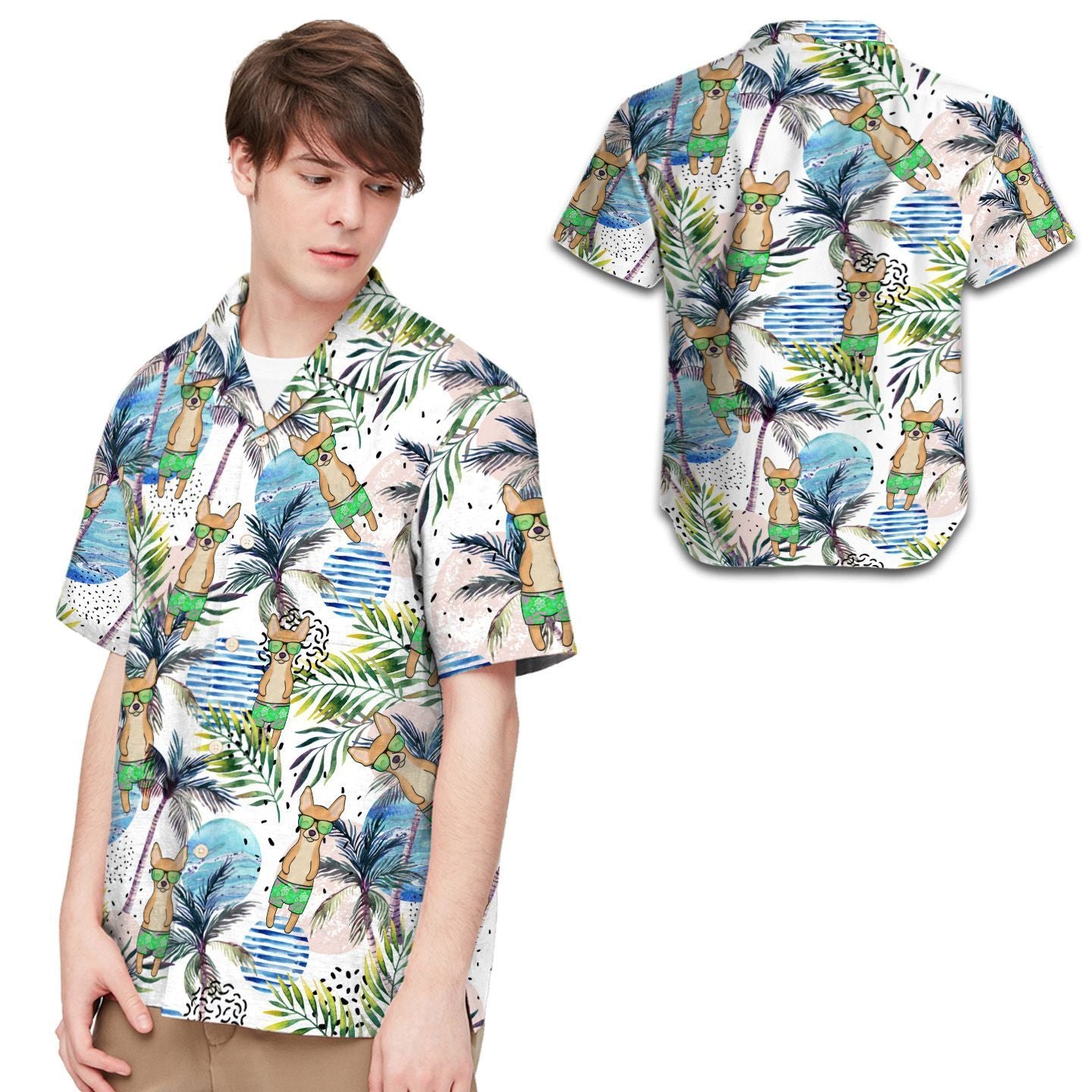 Chihuahua And Beach Men Hawaiian Shirt, Summer Shirt, Beach Shirts For Dog Lovers In Daily Life