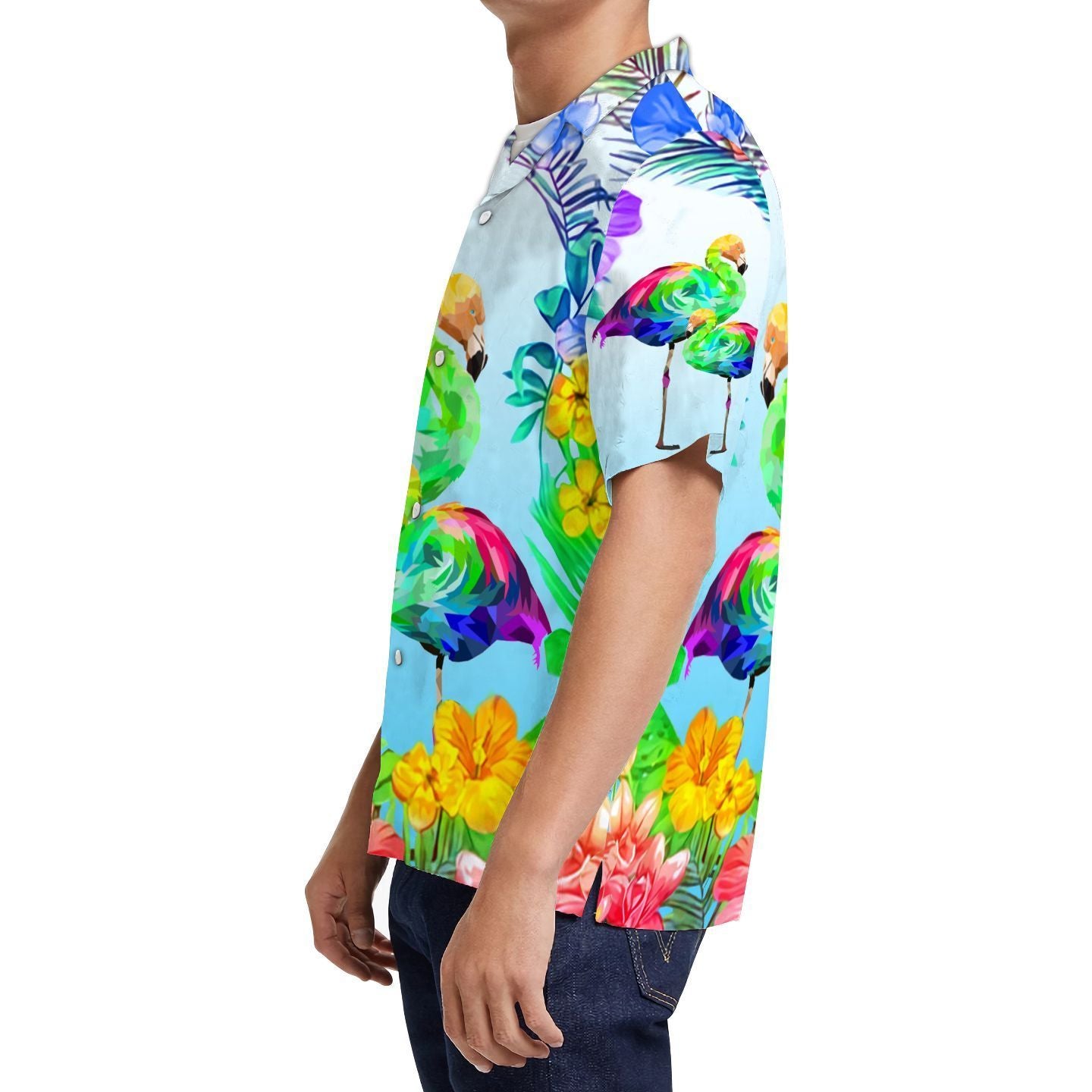 LGBT Flamingo Tropical Floral Men Hawaiian Shirt, Summer Shirt, Beach Shirts