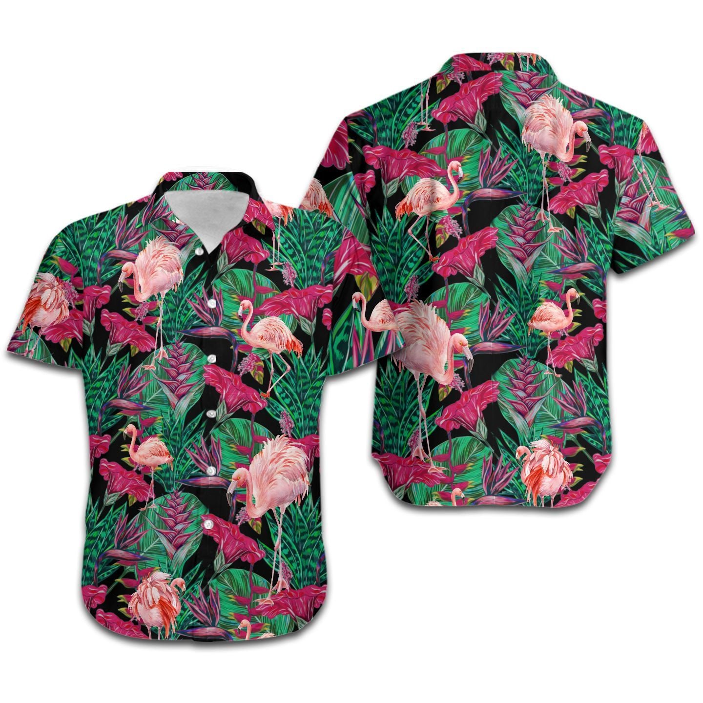 Flamingo Tropical Floral Men Hawaiian Shirt, Summer Shirt, Beach Shirts For Flamingo Lovers