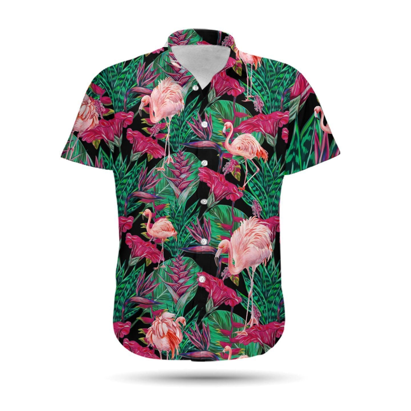 Flamingo Tropical Floral Men Hawaiian Shirt, Summer Shirt, Beach Shirts For Flamingo Lovers