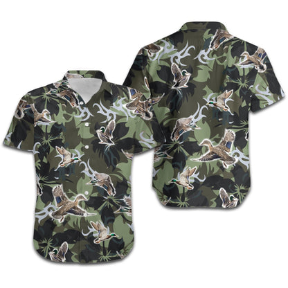 Camouflage Mallard Duck Hunting Men Hawaiian Shirt, Summer Shirt, Beach Shirts For Hunters In Daily Life