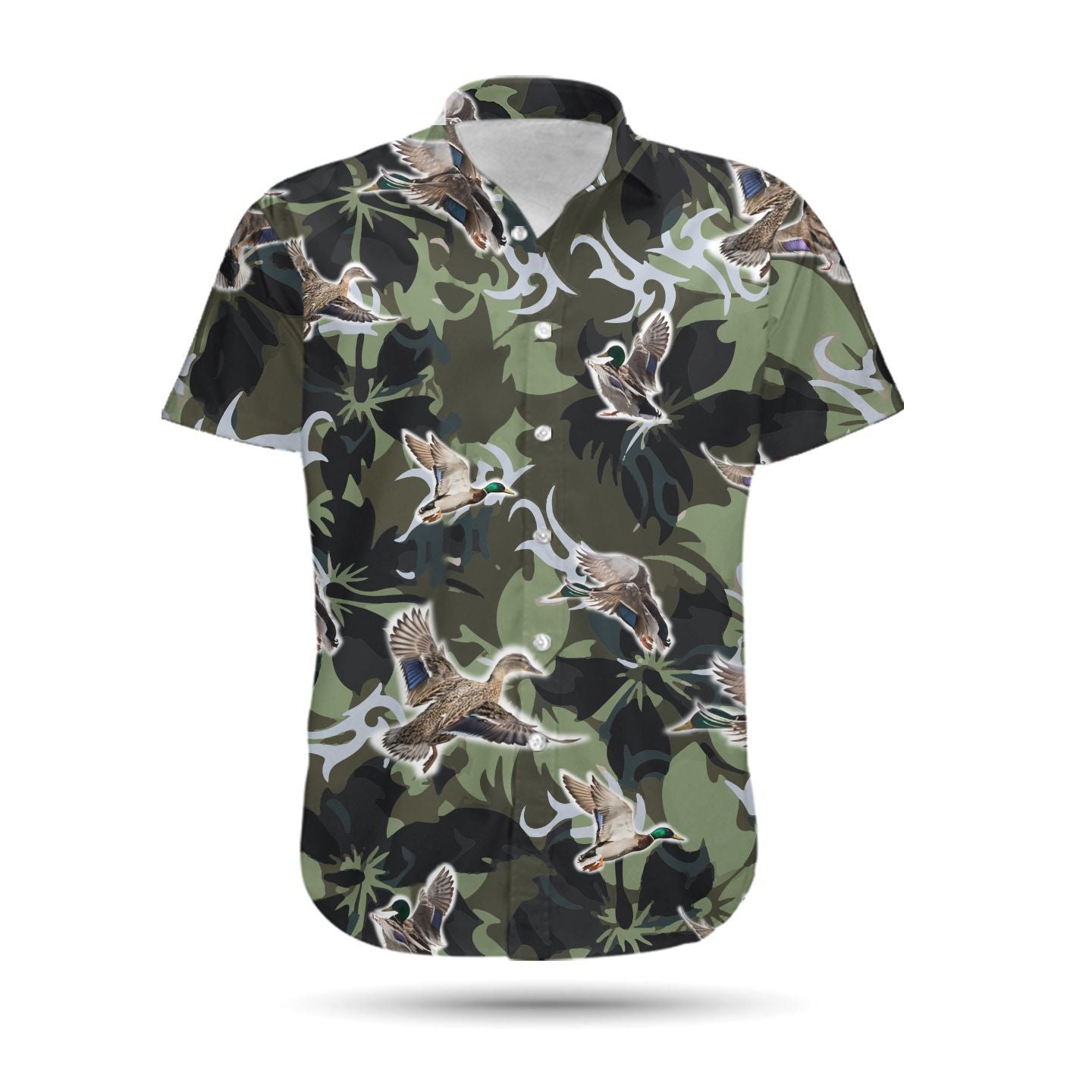 Camouflage Mallard Duck Hunting Men Hawaiian Shirt, Summer Shirt, Beach Shirts For Hunters In Daily Life