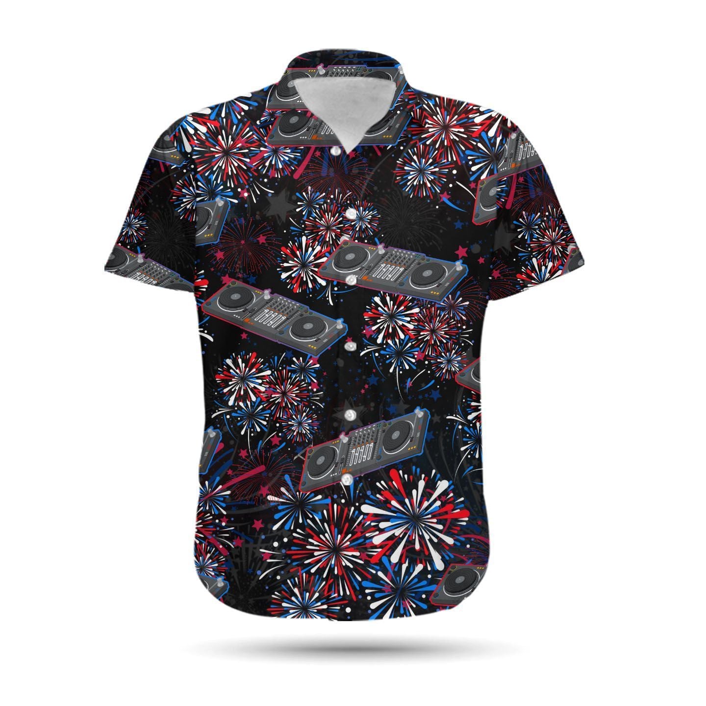 DJ Mixer American Independence Day 4th Of July Fireworks Men Hawaiian Shirt, Summer Shirt, Beach Shirts