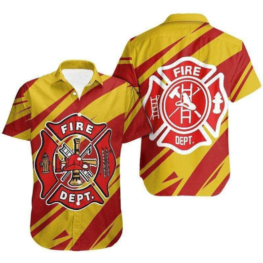 Hawaiian Shirts Firefighter Yellow And Red Shirt