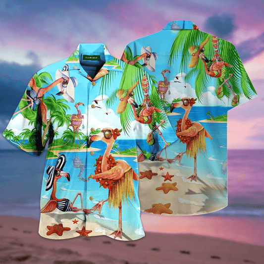 Hawaiian Shirts Flamingo Beach Day Shirt