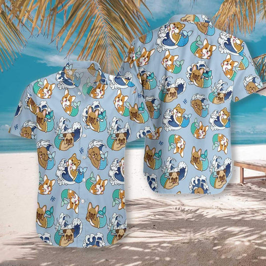 Wae ShirteamleShirt And Dog Mermaid Aloha Hawaiian Shirt 