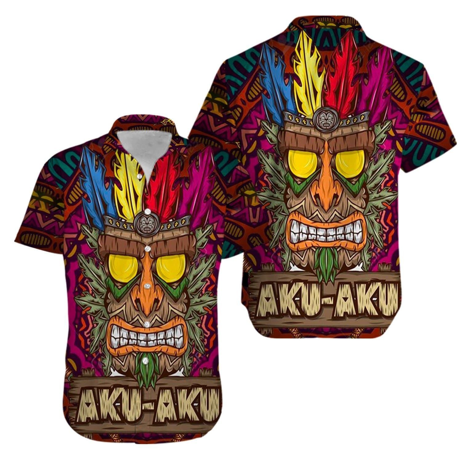 Aku Aku Tiki Hello Shirtummer Aloha Hawaiian Shirt