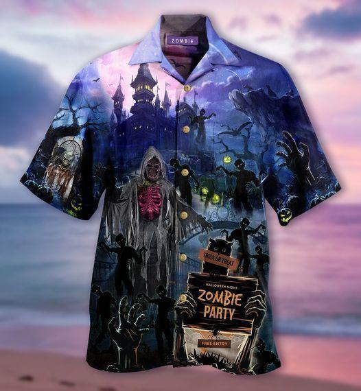  ZombieShirt Party Halloween Hawaiian Shirt | UniShirtex | Adult | 