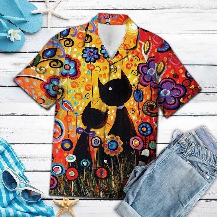 Black Cat ParadiShirte Hawaiian Shirt | UniShirtex | Adult | 