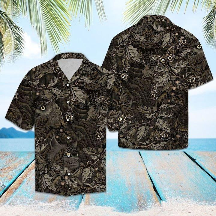 Camouflage Owl Butterfly Hawaiian Shirt | UniShirtex | Adult | 