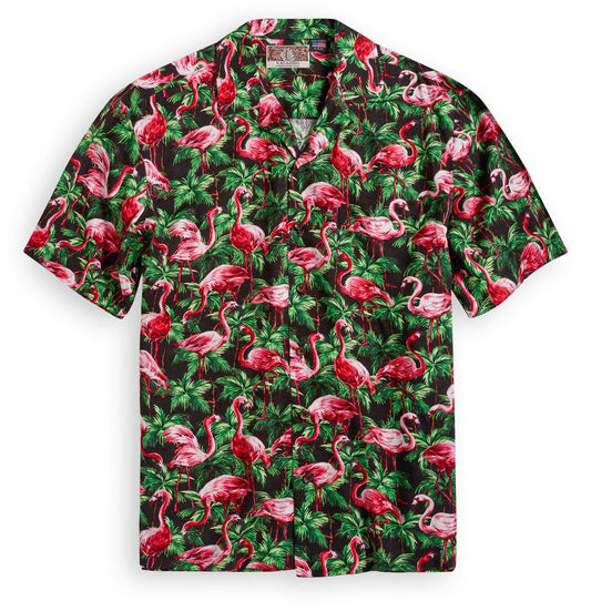 Flamingos Black Unique Design Hawaiian Shirt 