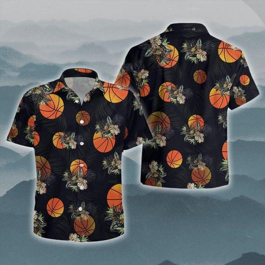 Basketball Hawaiian Black Orange Nice Design Hawaiian Shirt 