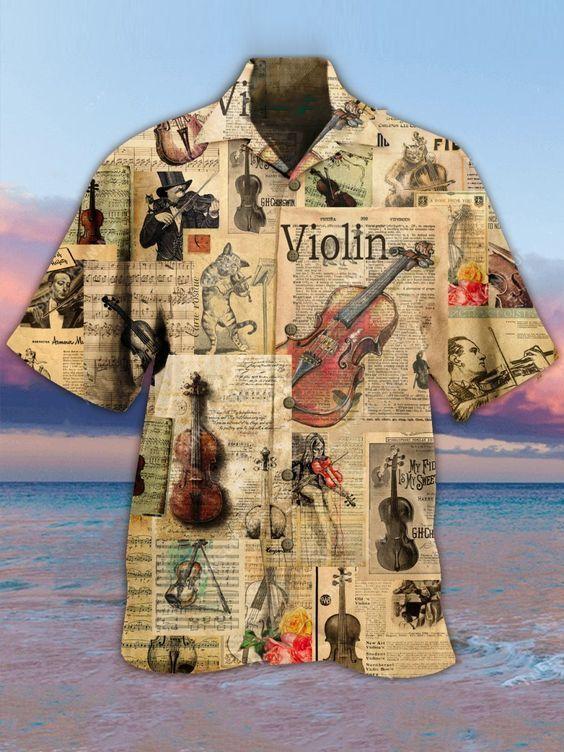 Violin Tan Amazing Design Hawaiian Shirt 