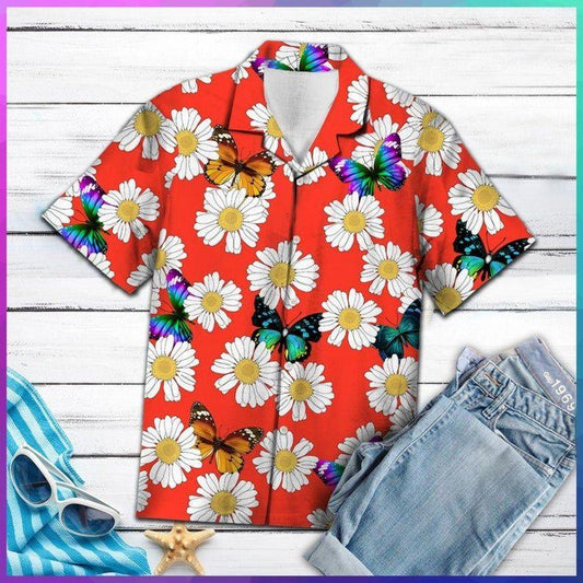 Butterfly Daisy Summer Multicolor Amazing Design Hawaiian Shirt 