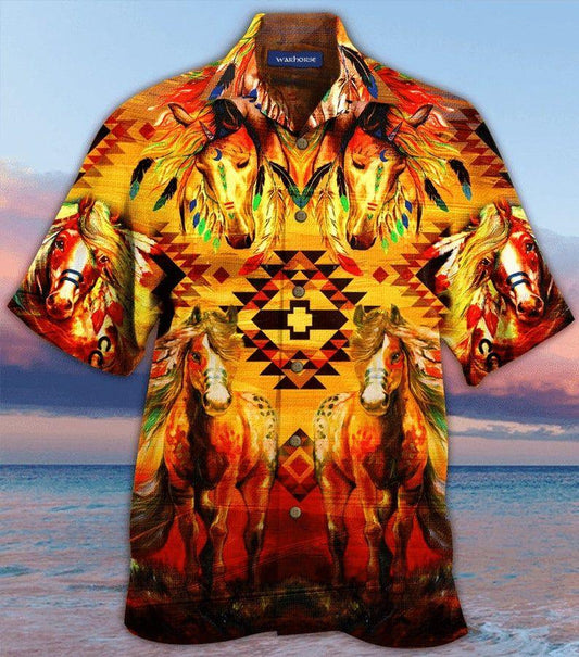 War Horse Orange Amazing Design Hawaiian Shirt 