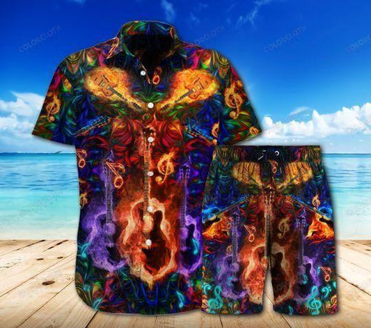 Amazing Guitar Combo Beach Shorts And Hawaii Shirt HT190602