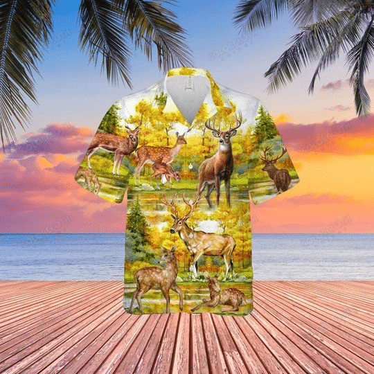 A BEAUTIFUL SUMMER WITH DEER HAWAIIAN SHIRTS TY216004