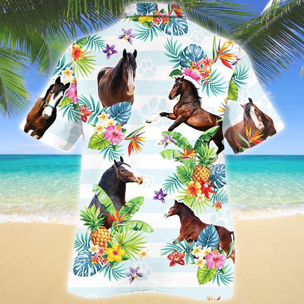 Clydesdale Horse Tropical Flower Hawaii Shirt