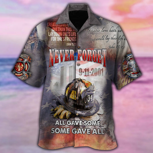 Never Forget September 11Th Veteran Memorial Hawaii Aloha Short Sleeve Shirt Hawaiian