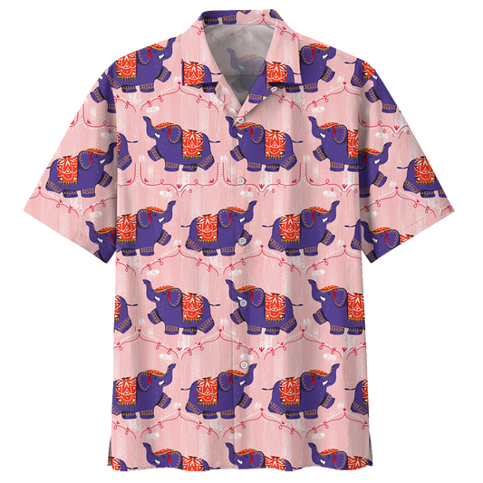 Elephant Walking With Cute Pattern Hawaiian Shirt