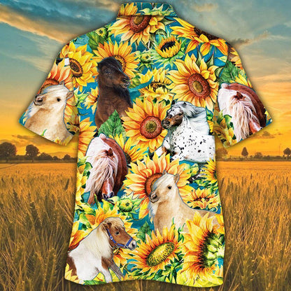 Miniature Horse Lovers Sunflower Watercolor Hawaiian Shirt