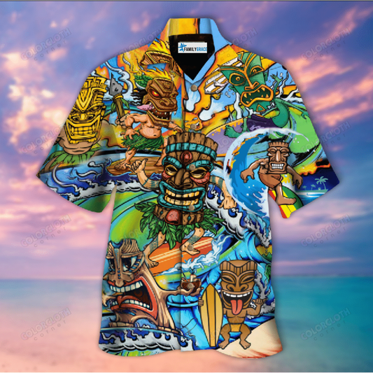 Aloha Tiki Surfing Into The Sunset Unisex Hawaiian Shirt HT060503