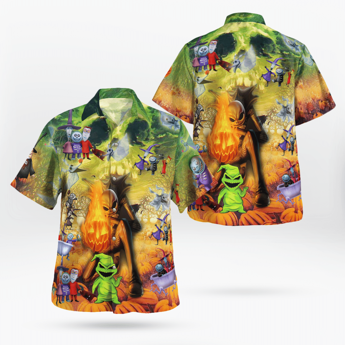 Halloween Fire Pumpkin The Nightmare Hawaiian Shirt | For Men & Women | Adult | HW8921