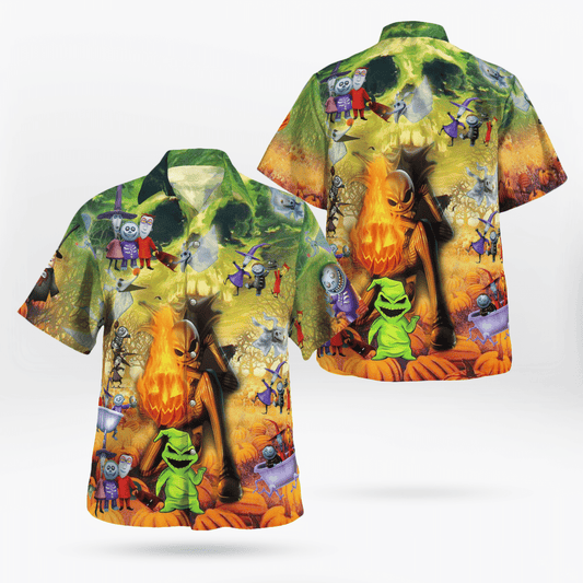 Halloween Fire Pumpkin The Nightmare Hawaiian Shirt | For Men & Women | Adult | HW8921