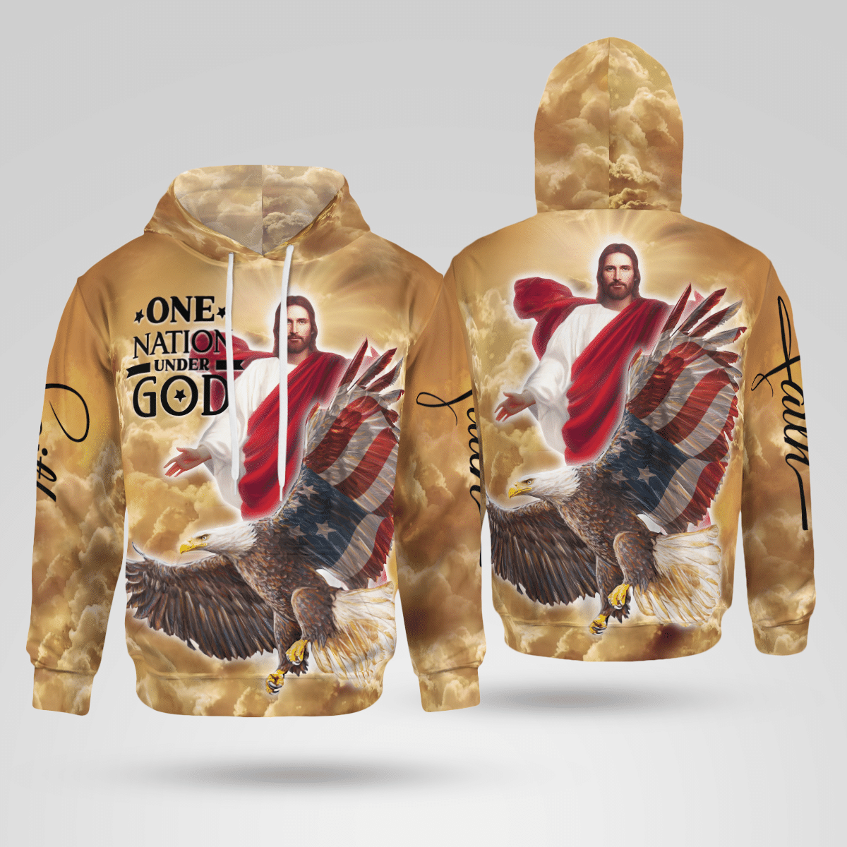 One Nation Under God Christian - Christ - Jesus - God 3D All Over Print Unisex Hoodie US Size