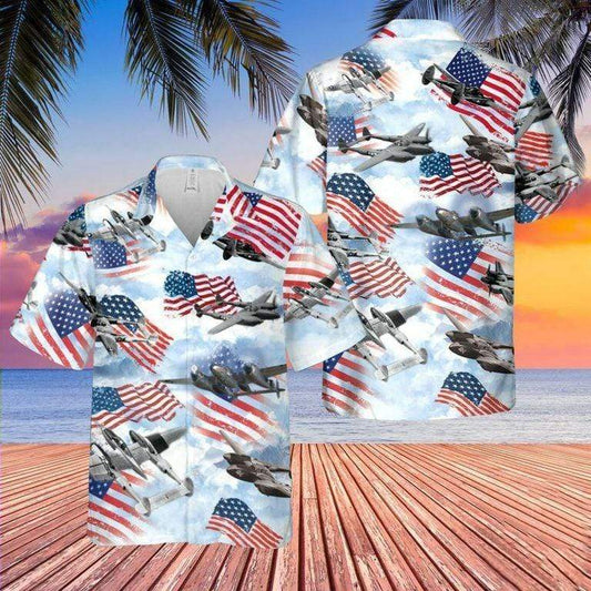 Hawaiian Aloha Shirts Lockheed P-38 Lightnings Flag