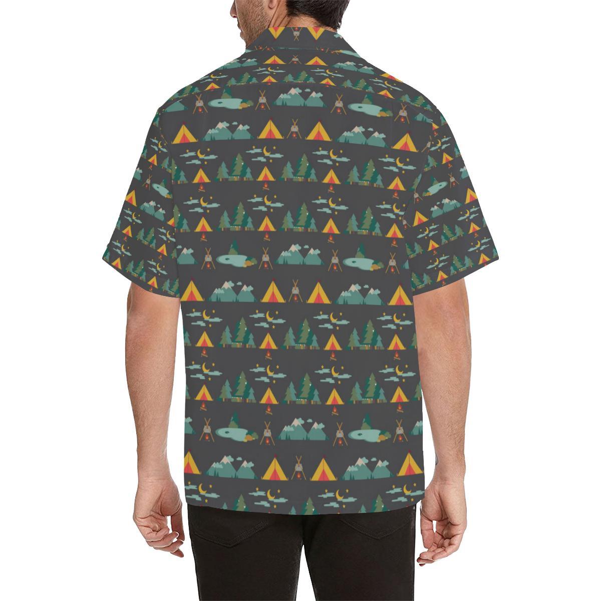 Camping Tent Pattern Print Design Hawaiian Shirt