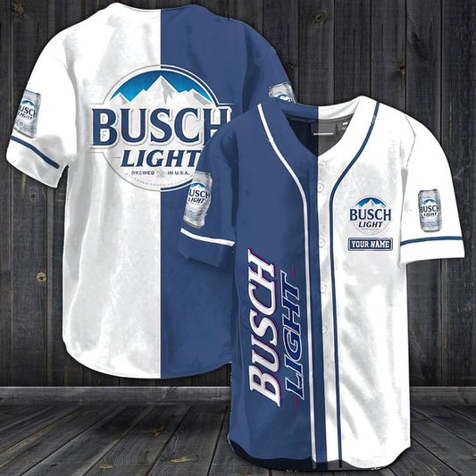 Personalized White Busch Light Baseball Jersey