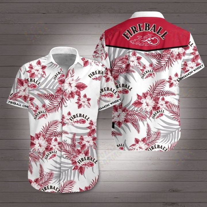 Fireball Cinnamon Whisky All Over Print 3D Hawaiian Shirt