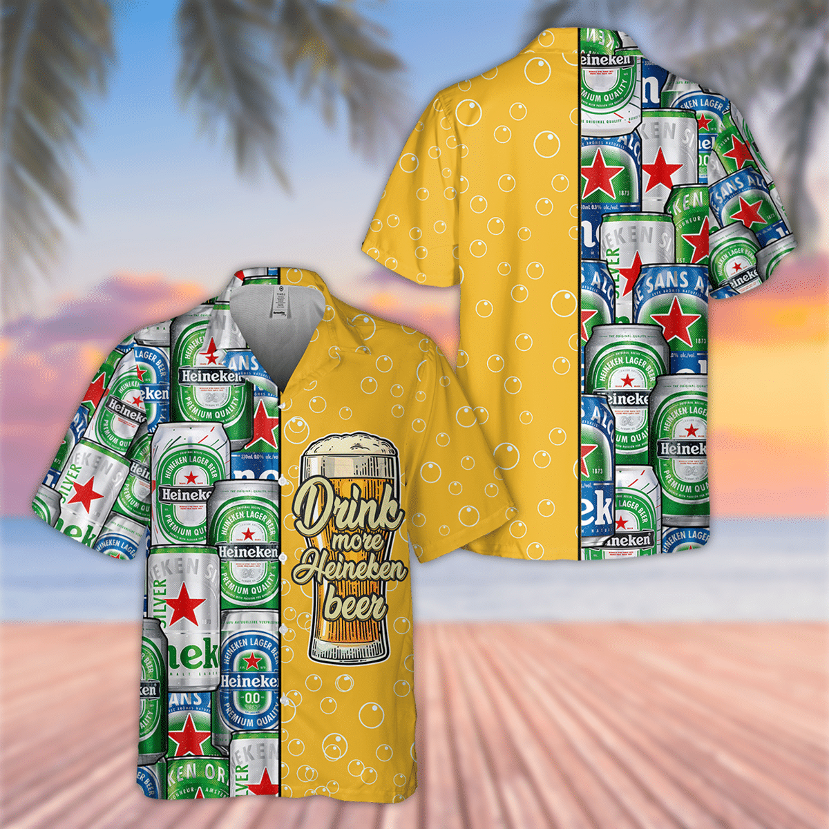 Drink More Heineken Beer All Over Print 3D Hawaiian Shirt