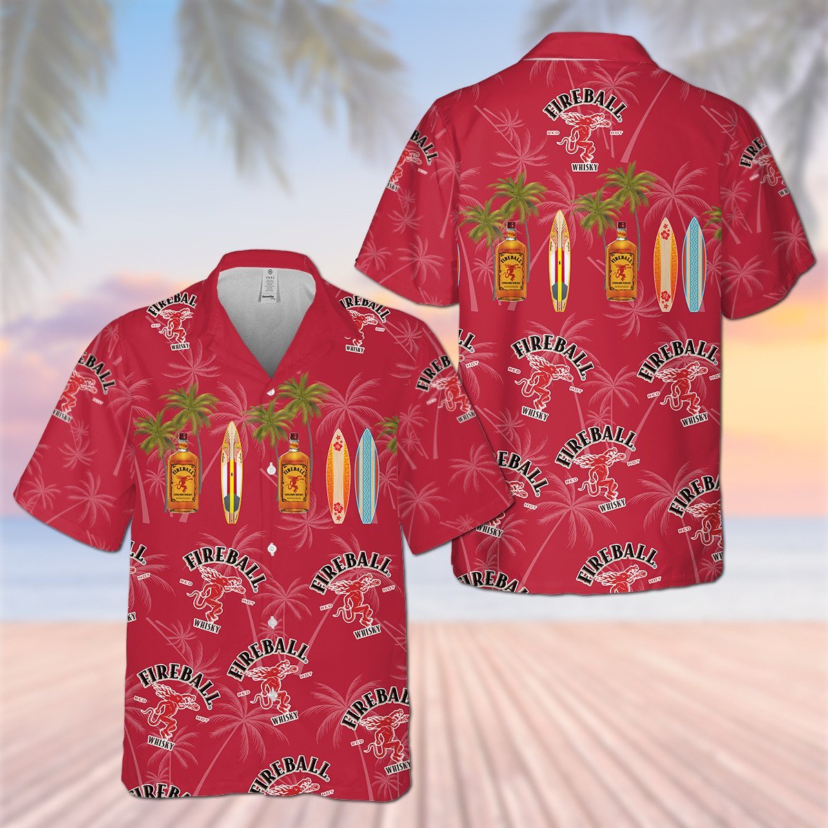 Fireball All Over Print 3D Hawaiian Shirt