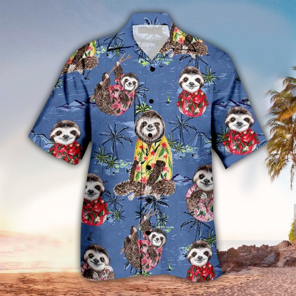 Sloth Hawaiian Shirt, Sloth Button Up Shirt, Hawaii Shirt Men, Aloha Shirt