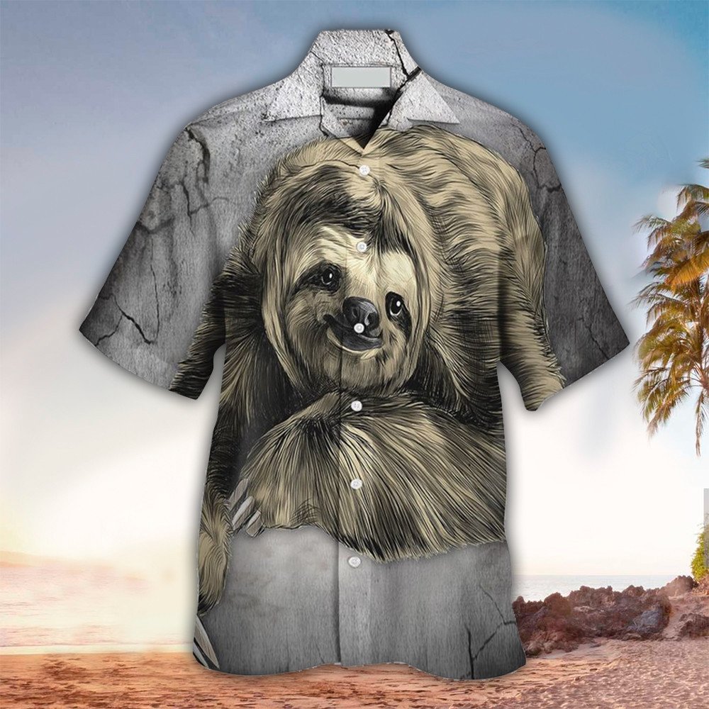 Sloth Hawaiian Shirt, Sloth Lover Gifts, Hawaii Shirt Men, Aloha Shirt, Tropical Sleeve Summer All Size