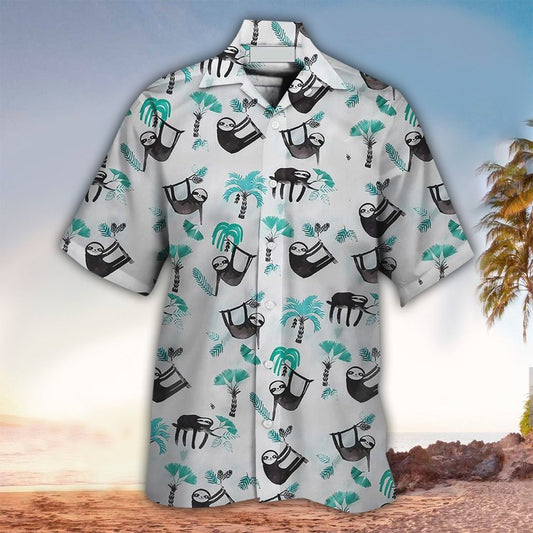 Sloth Aloha Shirt, Perfect Hawaiian Shirt For Sloth Lover, Hawaii Shirt Men, Aloha Shirt