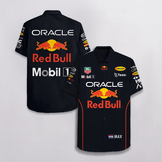 Max Verstappen Oracle Red Bull F1 Racing Mobil 1 Tag Heuer Tezos All Over Print 3D Hawaiian Shirt