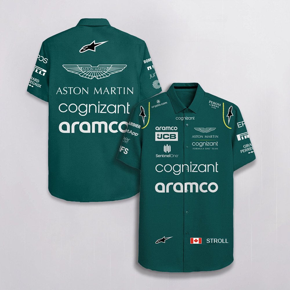 Lance Stroll Aston Martin F1 Team Racing Cognizant Aramco Jcb Alpinestars All Over Print 3D Hawaiian Shirt