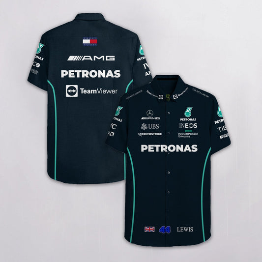 Lewis Hamilton 44 Mercedes AMG Petronas F1 Racing Team Viewer Ineos Ubs All Over Print 3D Hawaiian Shirt