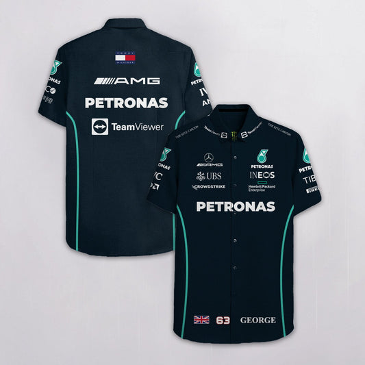 George Russell 63 Mercedes AMG Petronas F1 Team Racing Team Viewer Ubs All Over Print 3D Hawaiian Shirt