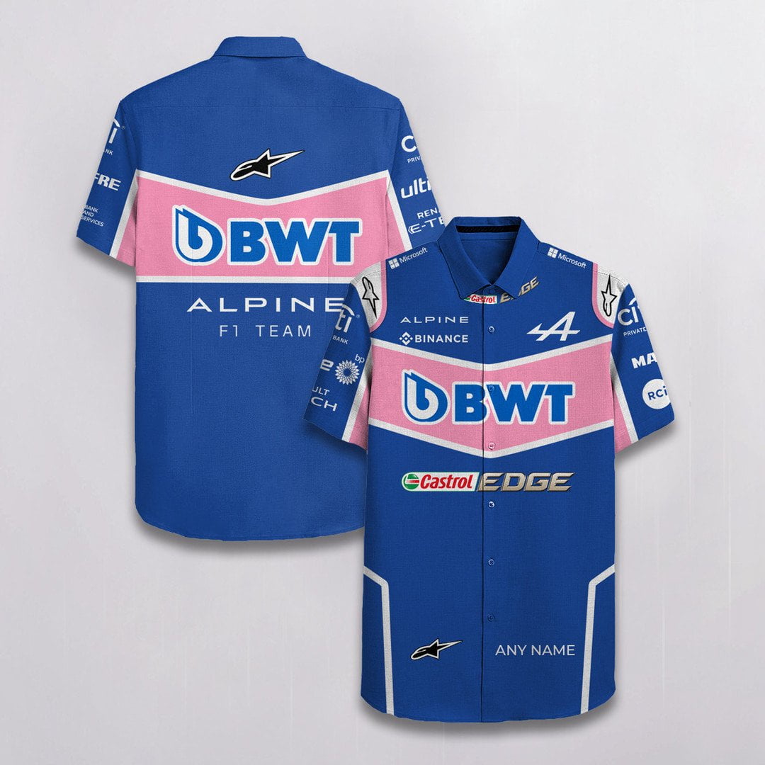 Personalized BWT Alpine F1 Team Racing Castrol Edge Alpinestars All Over Print 3D Hawaiian Shirt