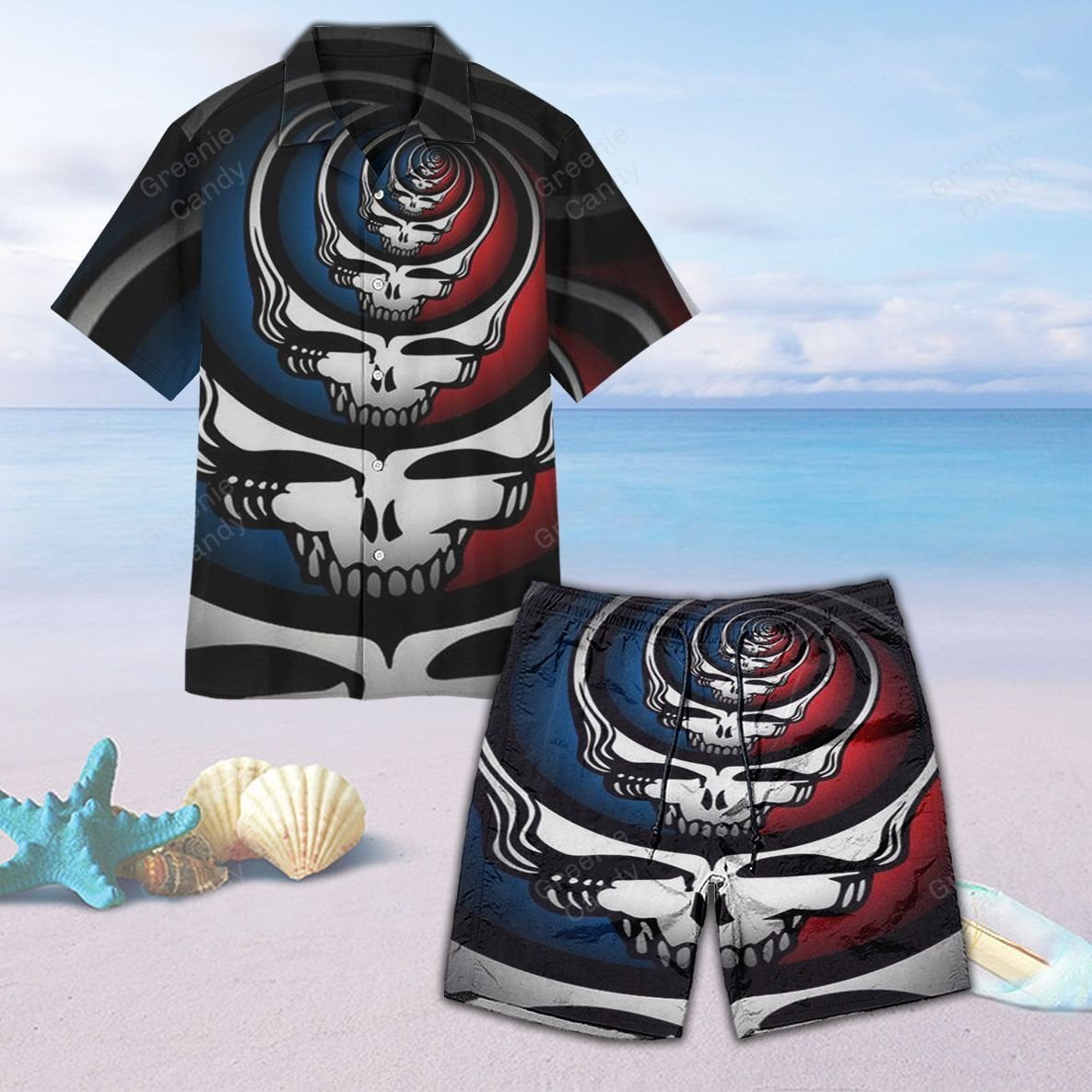 Simple Repeated Grateful Dead All Over Print 3D Unisex Hawaiian Shirt And Beach Short