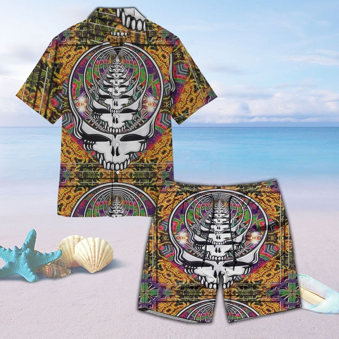 Amazing Repeated Grateful Dead All Over Print 3D Unisex Hawaiian Shirt And Beach Short